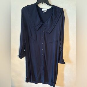 Navy Ripstop Midi Dress